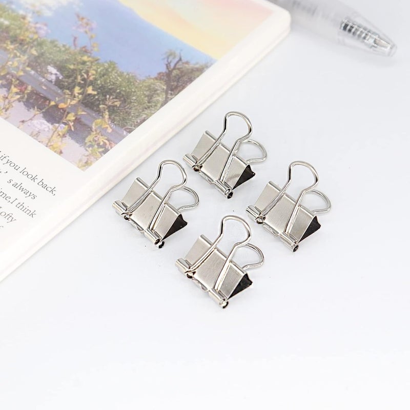 YCVIORING Silver Binder Clips, Mini Paper Clip, Small Paper Clamps 15mm (5/8 inch), 100 Pack Micro Size Office Clips for Home School and Business (Silver) - Image 3